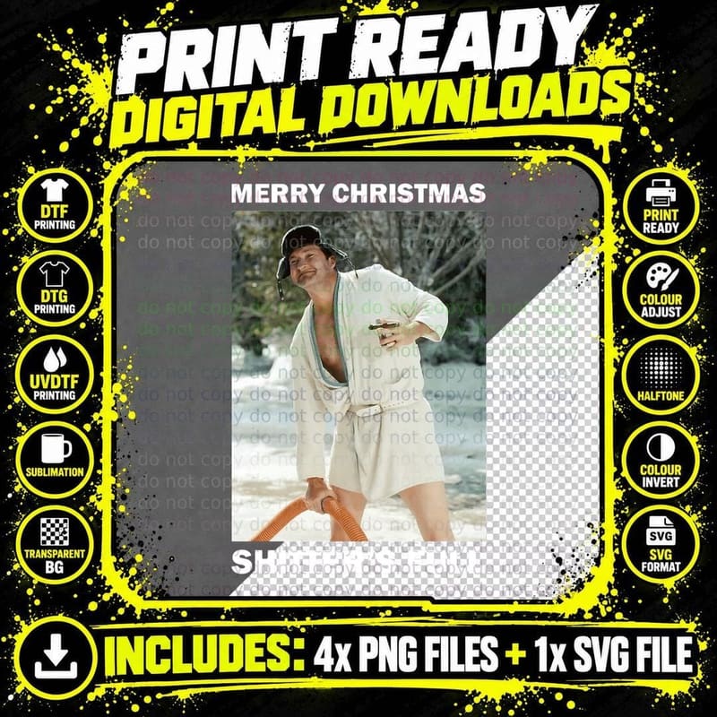 Shitter's Full Cousin Eddie Robe, Merry Christmas Png SVG Digital Bundle