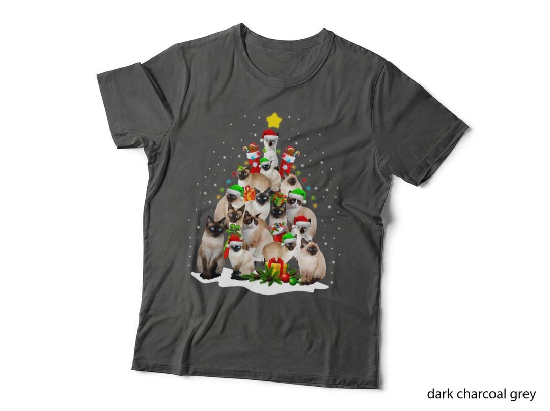 Siamese Cats Christmas Tree Santa Kitten Cute Cat Siamese T-Shirt