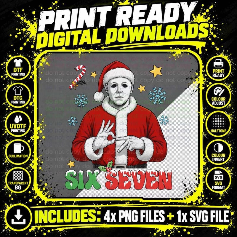 Six Seven Xmas Shirt, Christmas 6 7 Joke Png SVG Digital Bundle