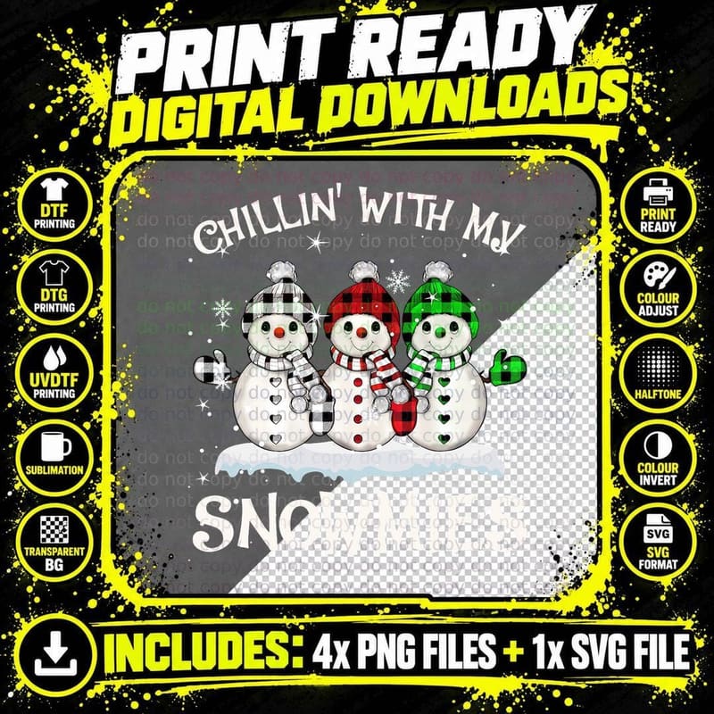 Snowman Family Pajamas T-Shirt, Christmas Holiday Print Png SVG Digital Bundle