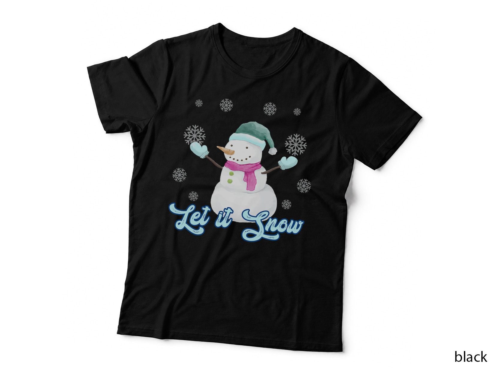 Snowman Let It Snow Christmas Holiday T-Shirt, Festive Holiday Print