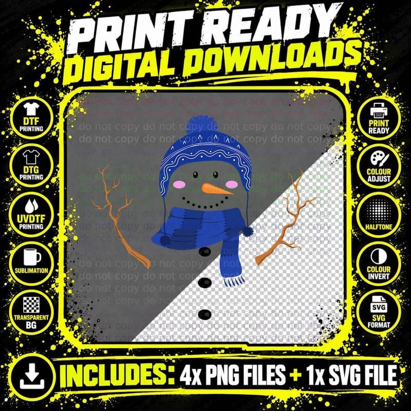 Snowman Winter Costume T-Shirt, Holiday Fun Png SVG Digital Bundle