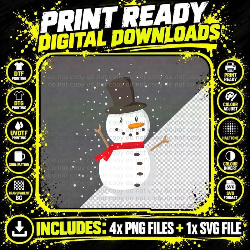 Snowman in Winter with Snow T-Shirt Png SVG Digital Bundle