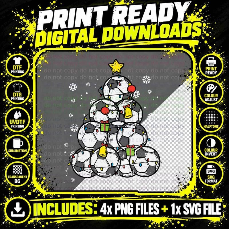 Soccer Christmas Tree Xmas Player Boys Girls Men Women Png SVG Digital Bundle