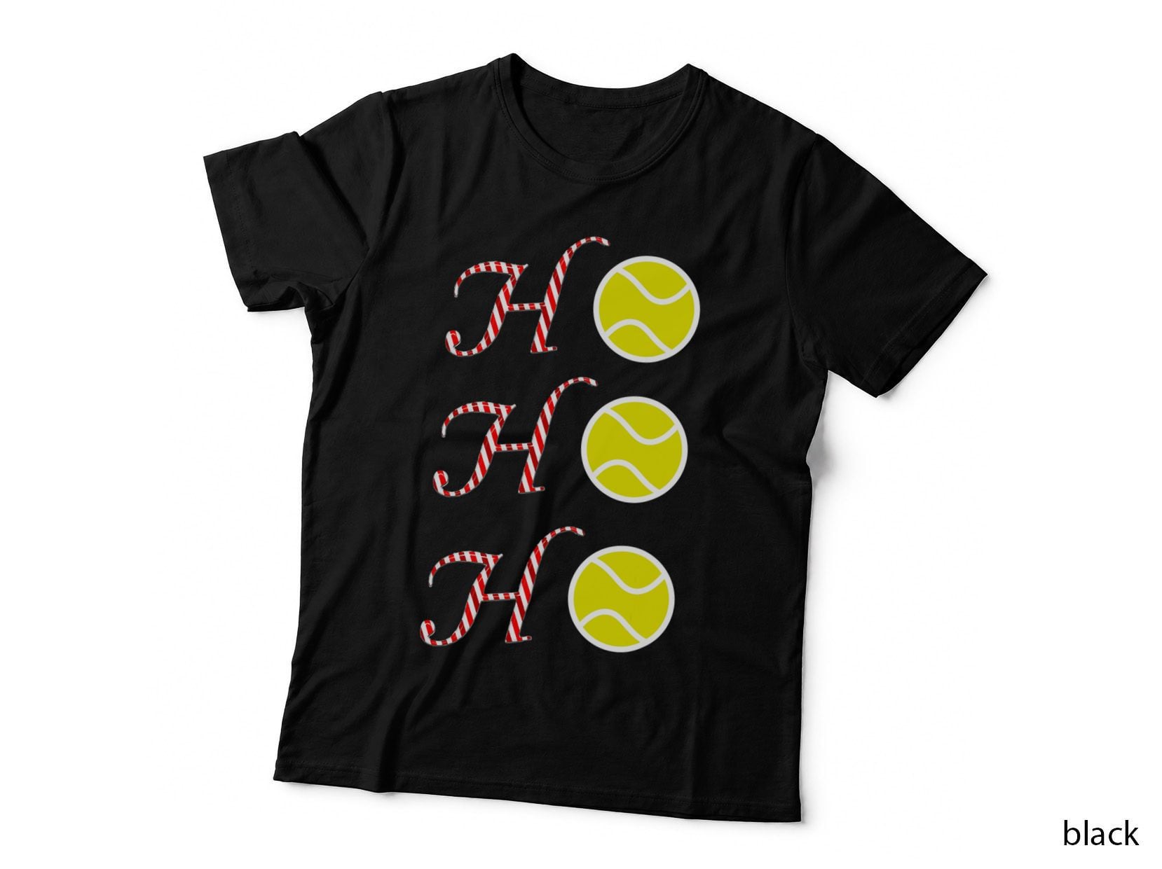 Tennis Christmas T-Shirt, Ho Ho Ho Holiday Print, Sports Fan Gift