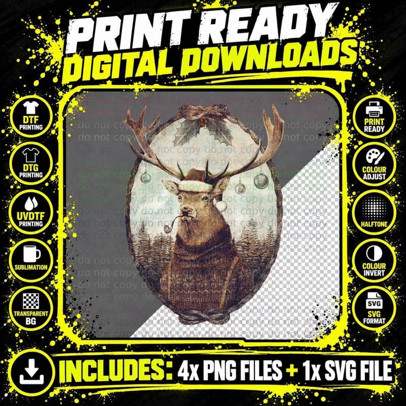 Thinking Wild Christmas T-Shirt Png SVG Digital Bundle