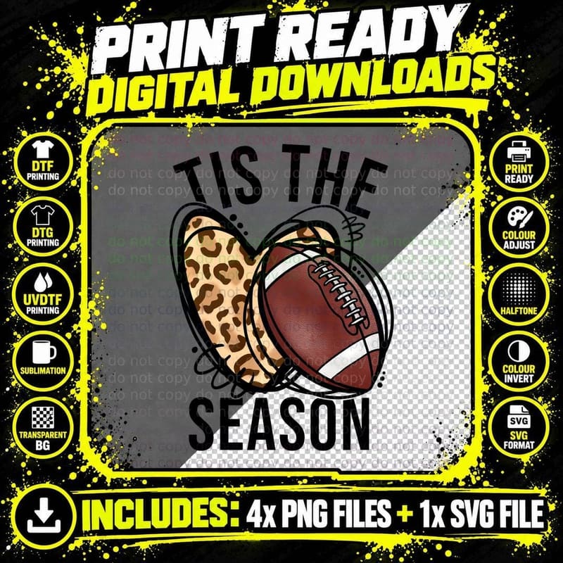 Tis the Season American Football Day Christmas Football Png SVG Digital Bundle