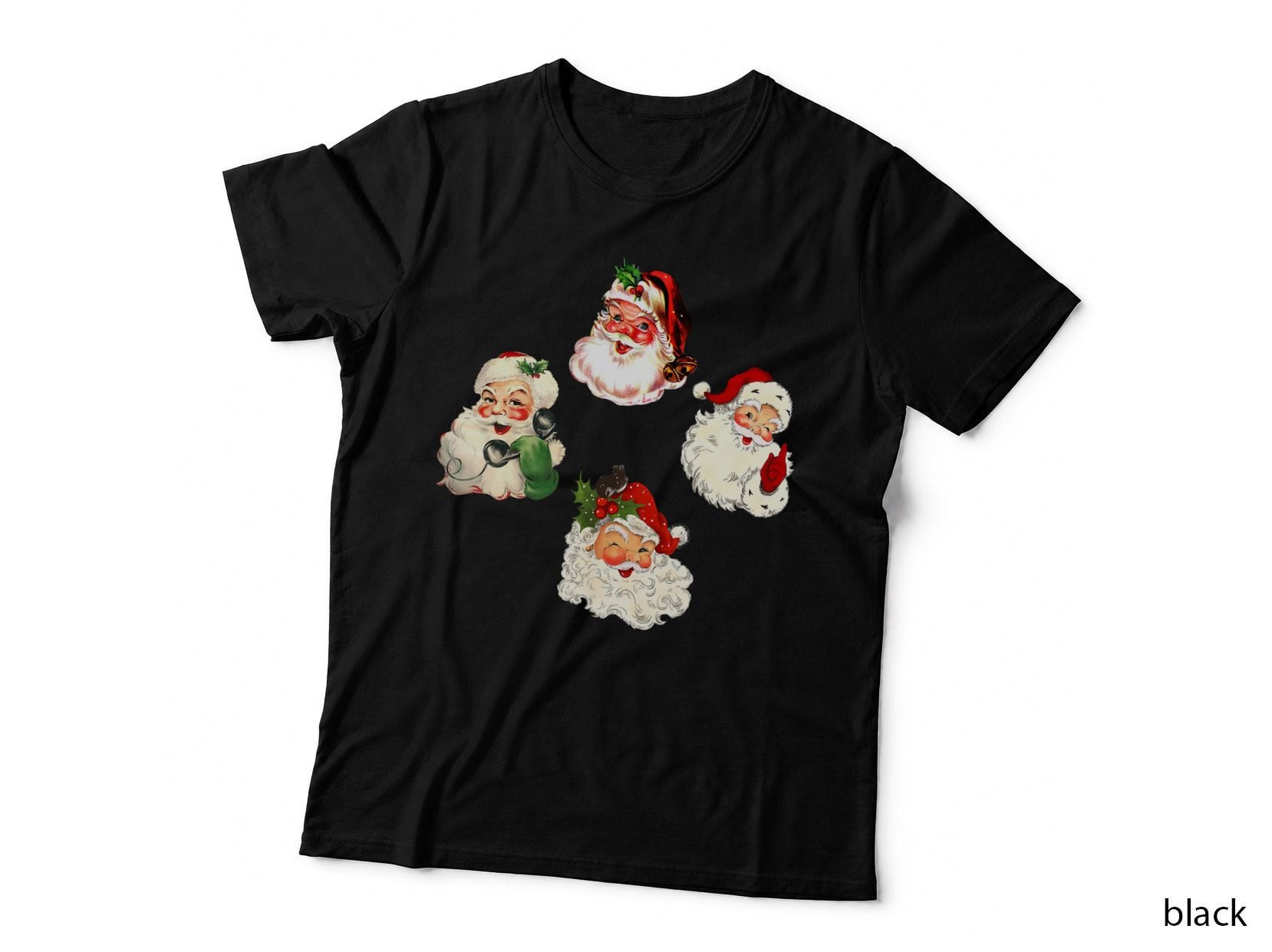 Vintage Christmas Santa Claus Face Funny Old Fashioned T-Shirt