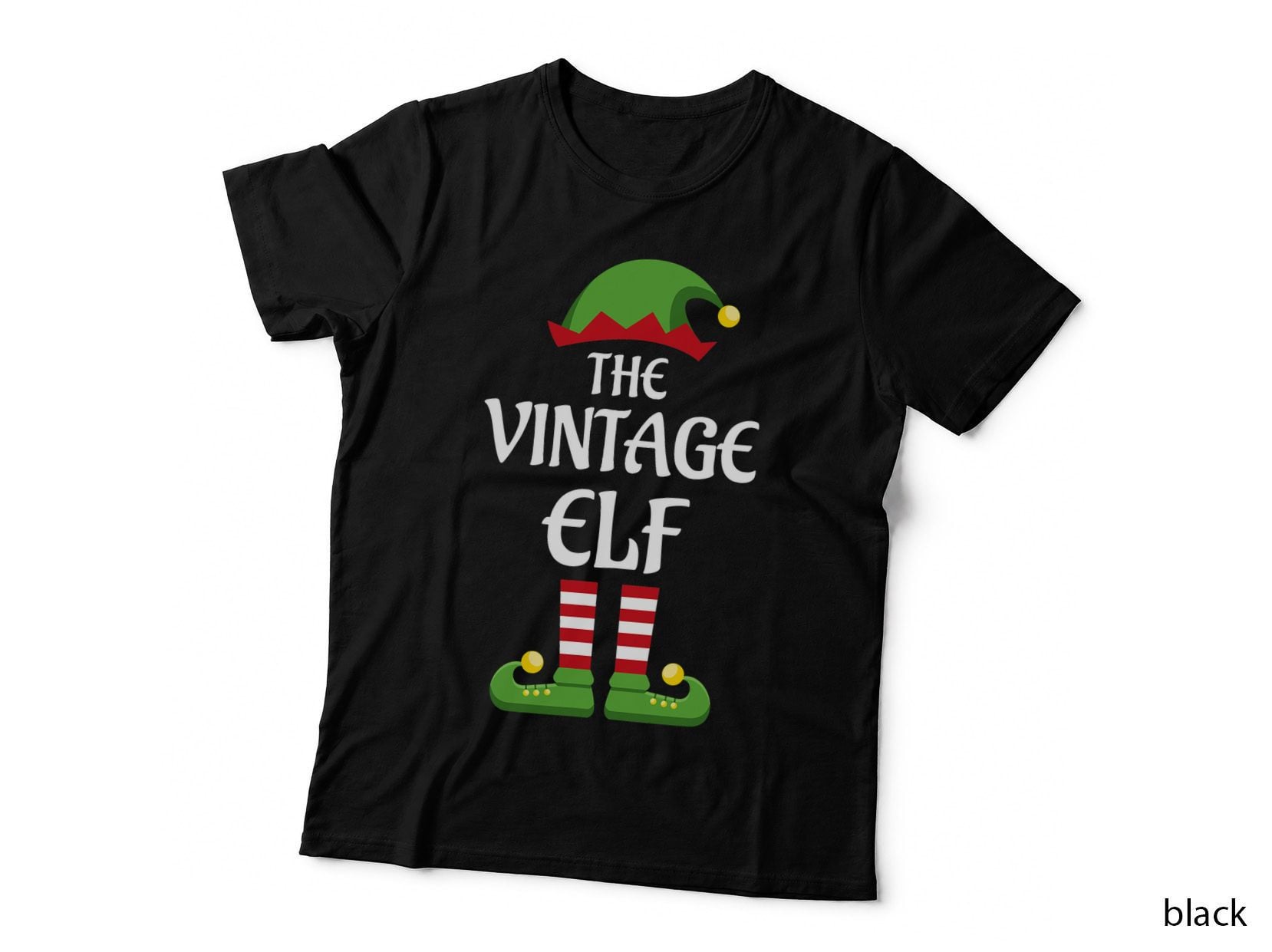 Vintage Elf Christmas T-Shirt, Family Matching Holiday, Retro Stockings