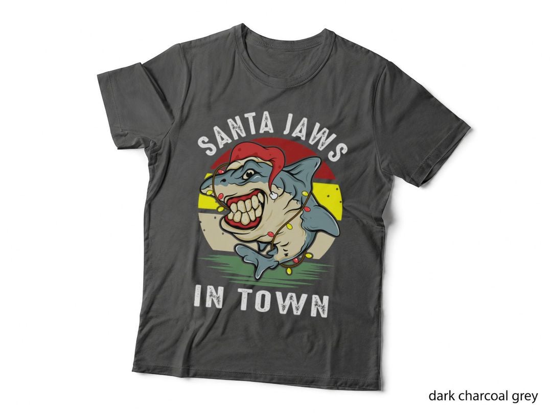 Vintage Santa Hat Shark Christmas Pajamas 2021 Adult Family T-Shirt