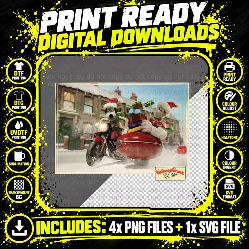 Wallace and Gromit Christmas Journey T-Shirt Png SVG Digital Bundle