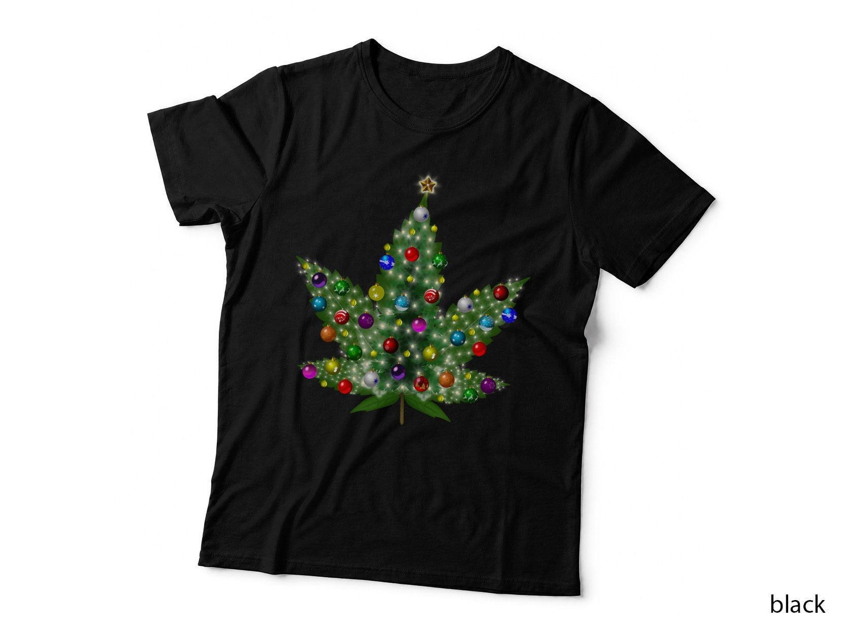 Weed Leaf Christmas Tree Pot Marijuana Thc Vape Reefer Hippy T-Shirt