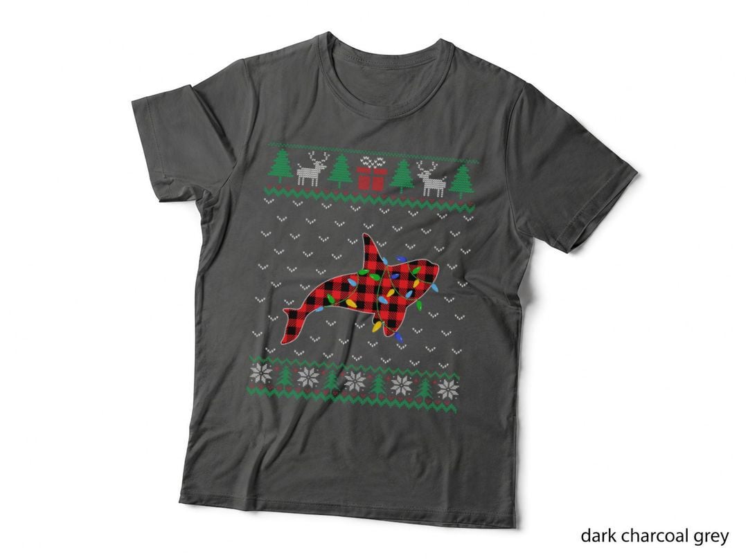 Whale Christmas Tree Lights Decoration Xmas Sweater Ugly T-Shirt