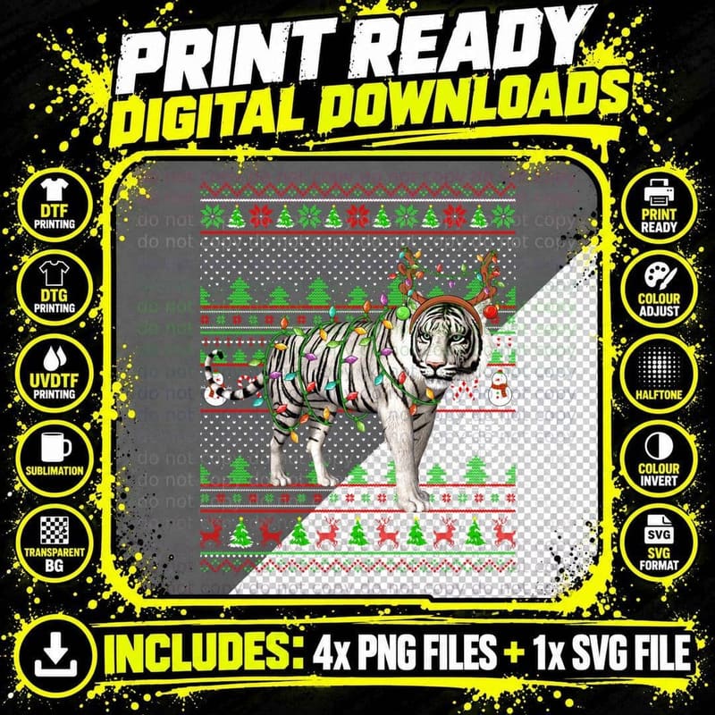 White Tiger Lover Family Matching Ugly White Tiger Png SVG Digital Bundle