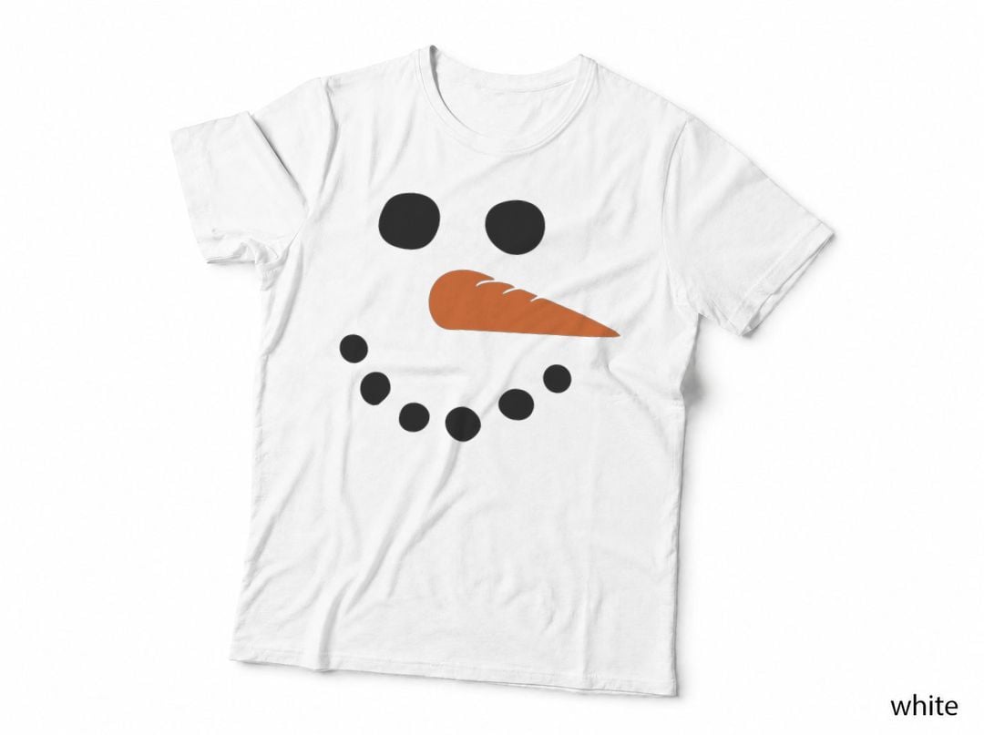 Winter Snowman Face T-Shirt, Festive Holiday Theme, Christmas Apparel