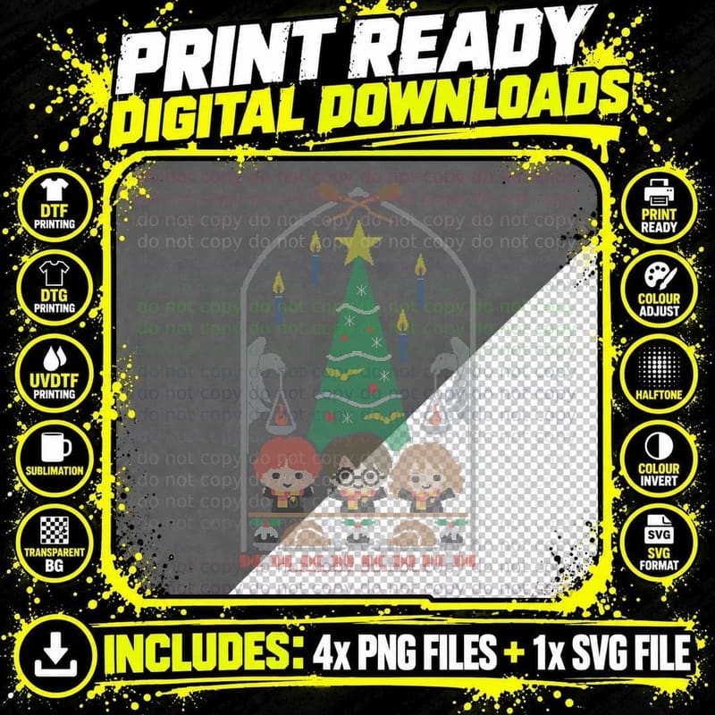 Christmas Dinner with Harry, Ron and Hermione T-Shirt Png SVG Digital Bundle