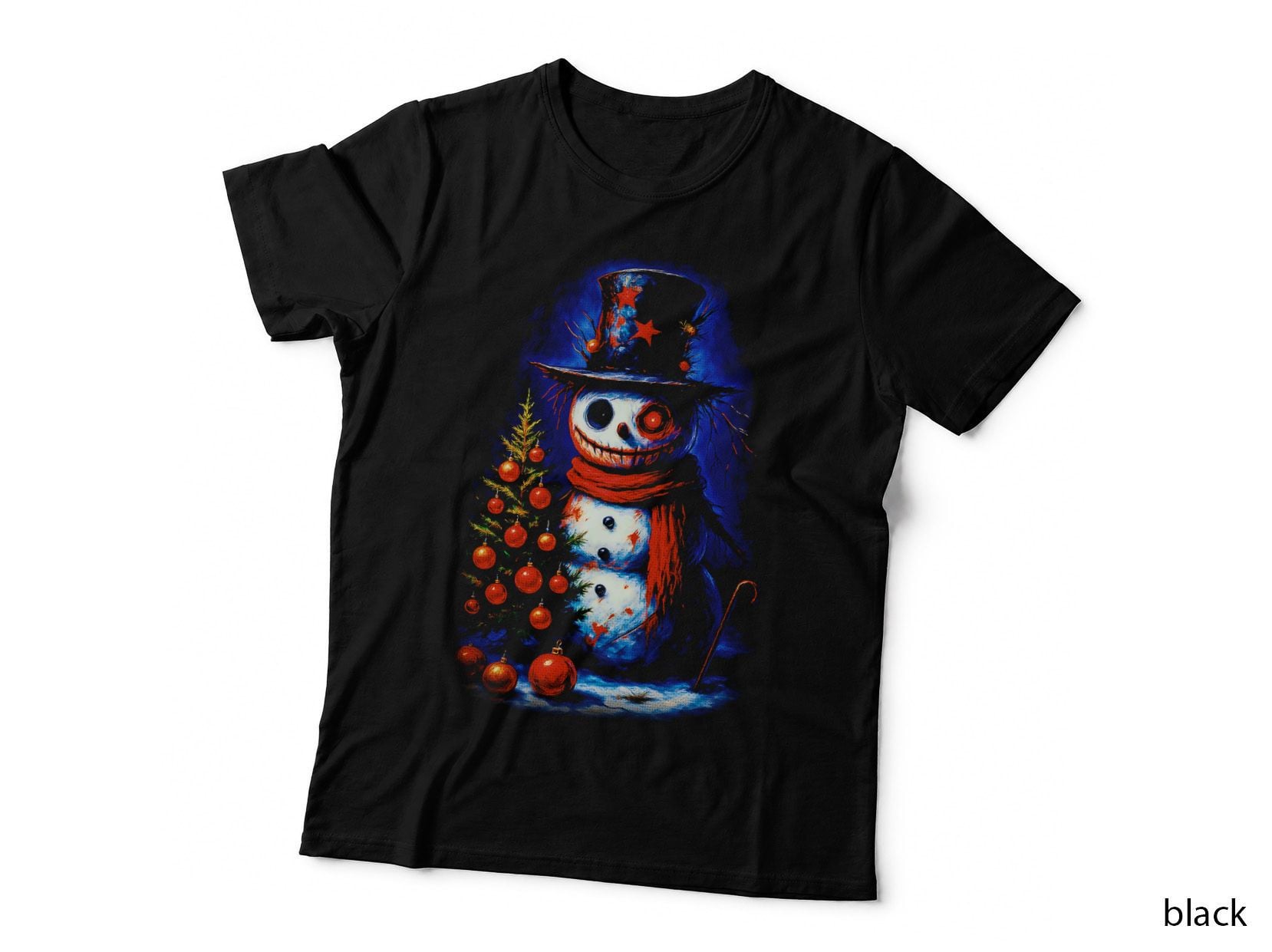 Horror Snowman Halftone Print, Spooky Season T-Shirt, Halloween Costume