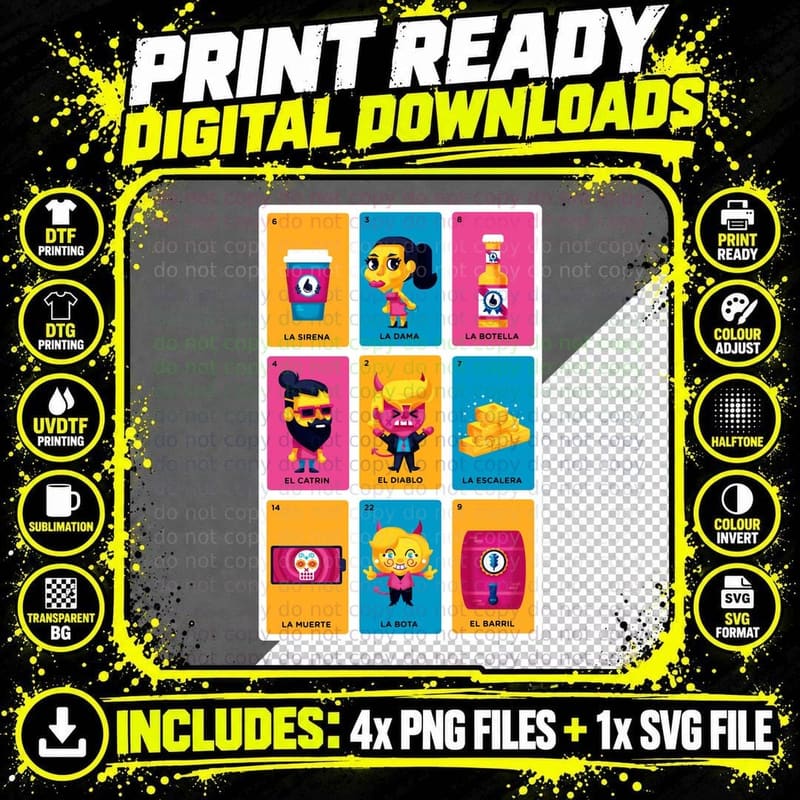 La Loteria Moderna T-Shirt Png SVG Digital Bundle