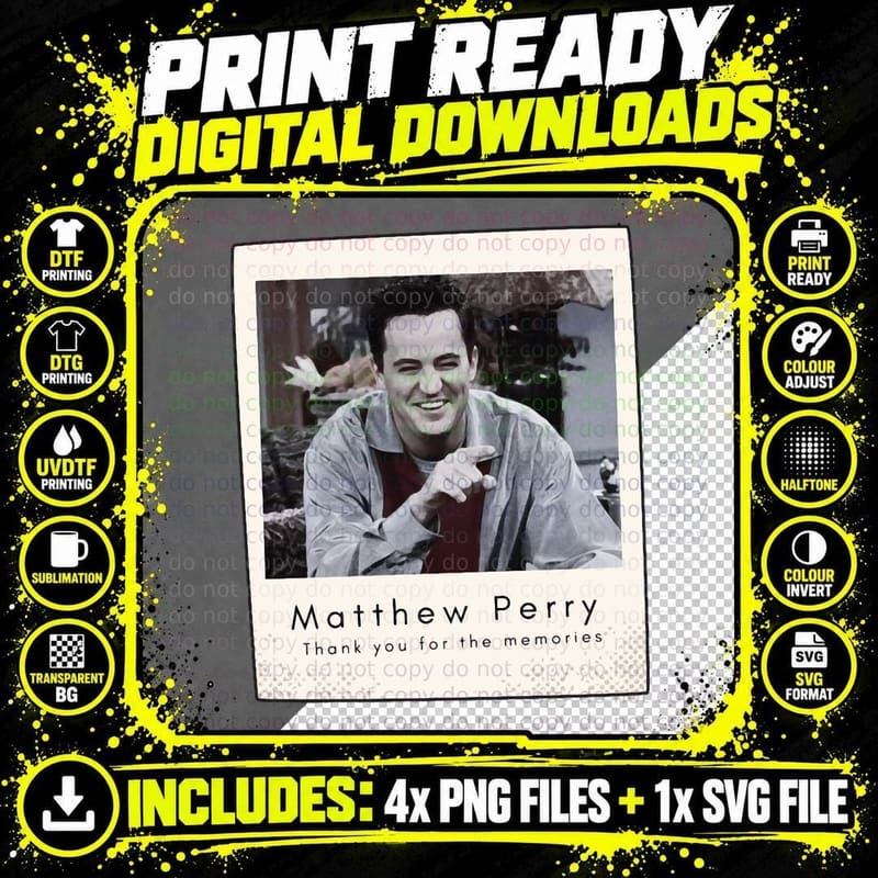 Matthew Perry Rip T-Shirt, Christmas Memories Png SVG Digital Bundle