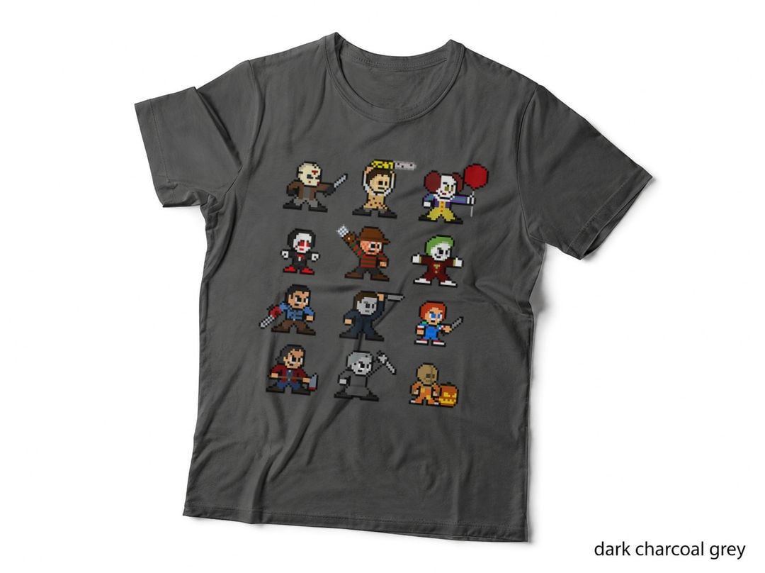 Pixel Halloween Scary Horror Christmas Gamer and Movies T-Shirt