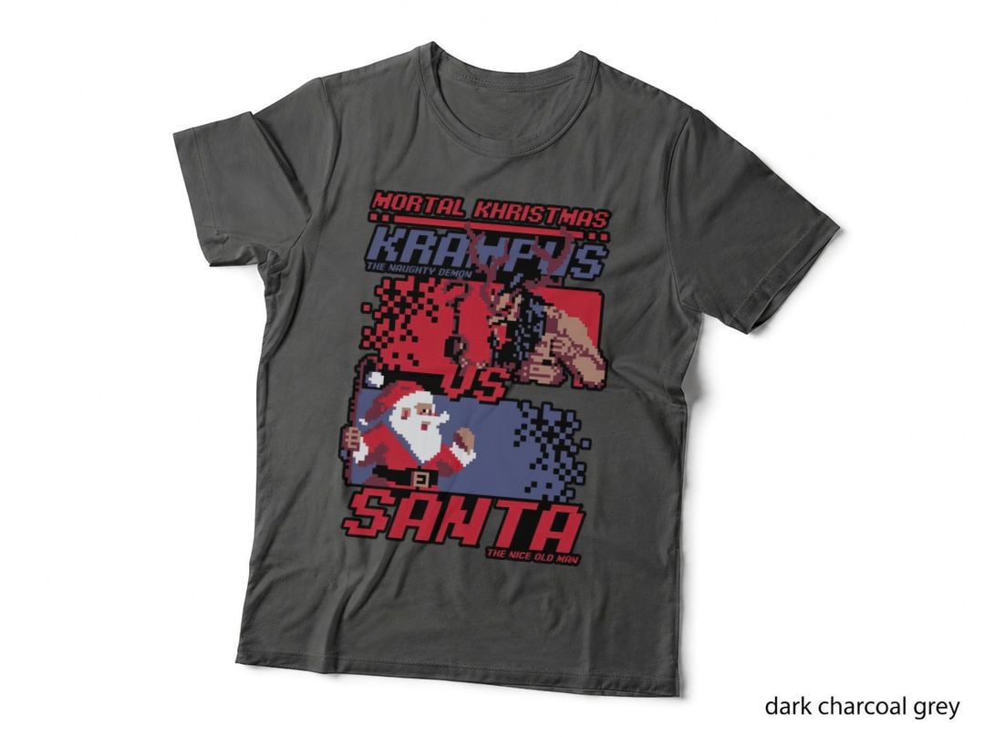 Pixel Santa vs Krampus T-Shirt, Christmas Fight Tee, Gift for Christmas Fans