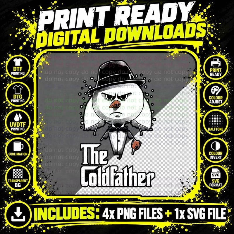 Snowman Mafia Movie T-Shirt, Vintage Retro Tee Png SVG Digital Bundle