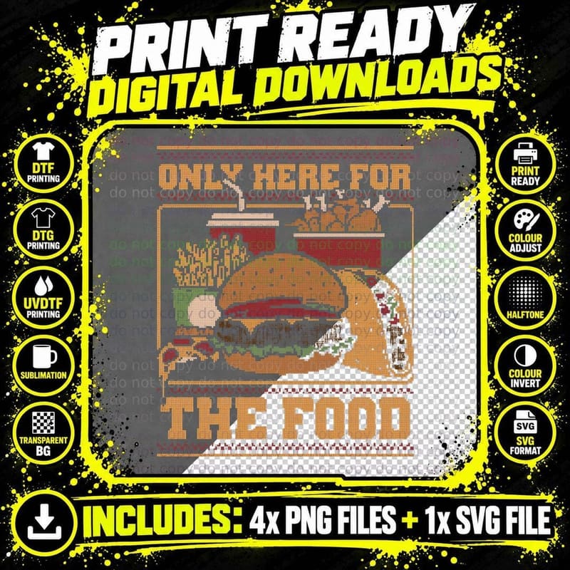 Ugly Sweater Fast Food T-Shirt, Holiday Foodie Tee Png SVG Digital Bundle