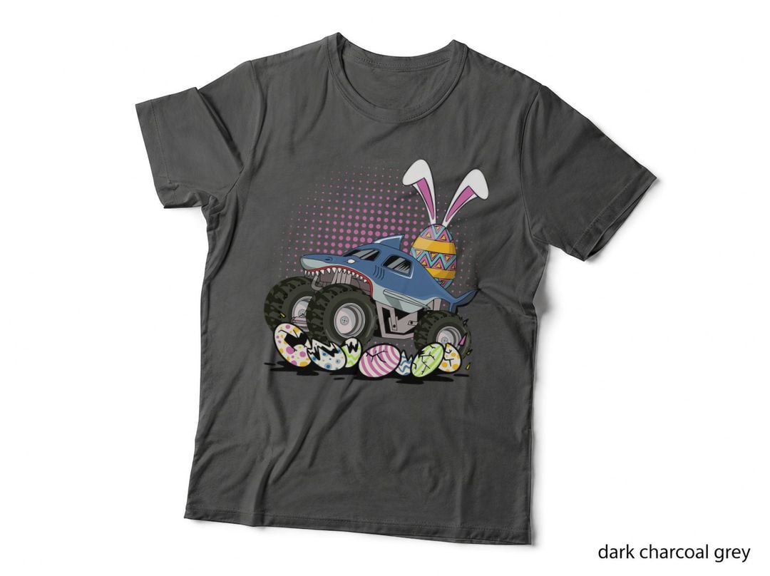 Easter Egg Hunting Monster Truck Shark, Colorful Eggs, Easter Apparel T-Shirt
