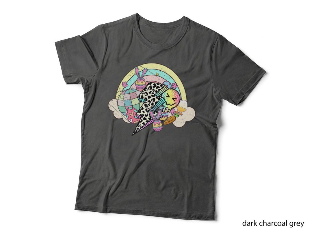 Easter Egg Hunting T-Shirt, Groovy Disco Smile Face, Pet Lover Apparel