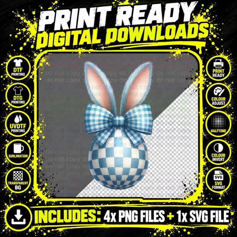 Easter Egg with Bunny Ears Easter T-Shirt Png SVG Digital Bundle