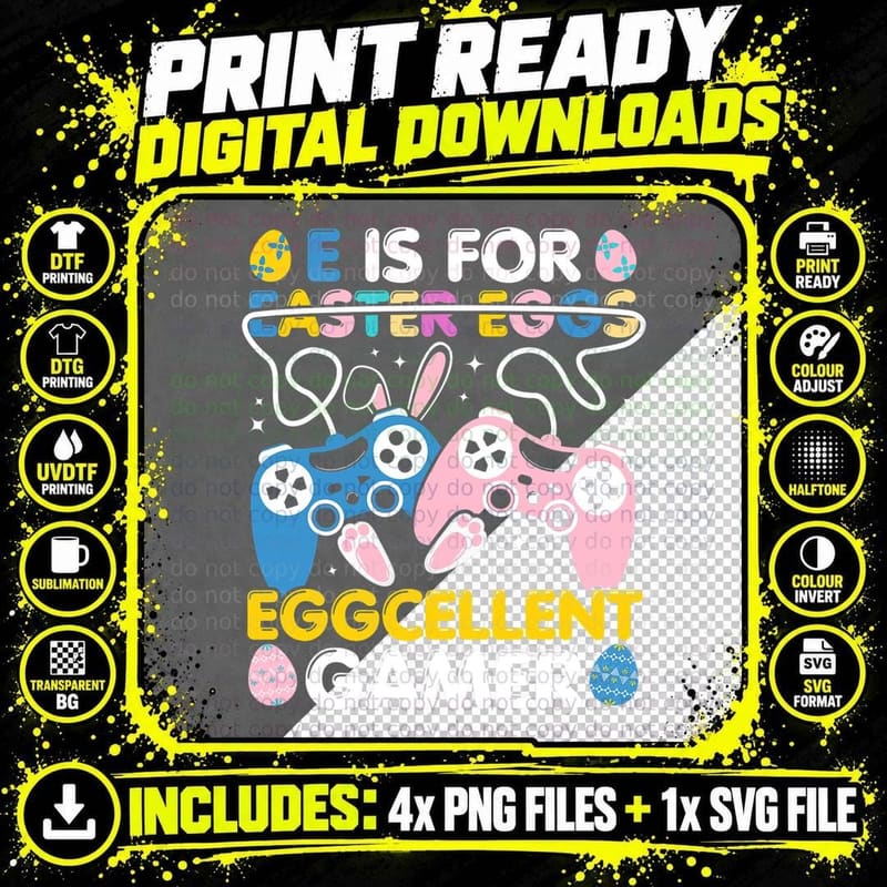 Easter Eggs Gamer T-Shirt, Easter Egg Hunt Png SVG Digital Bundle