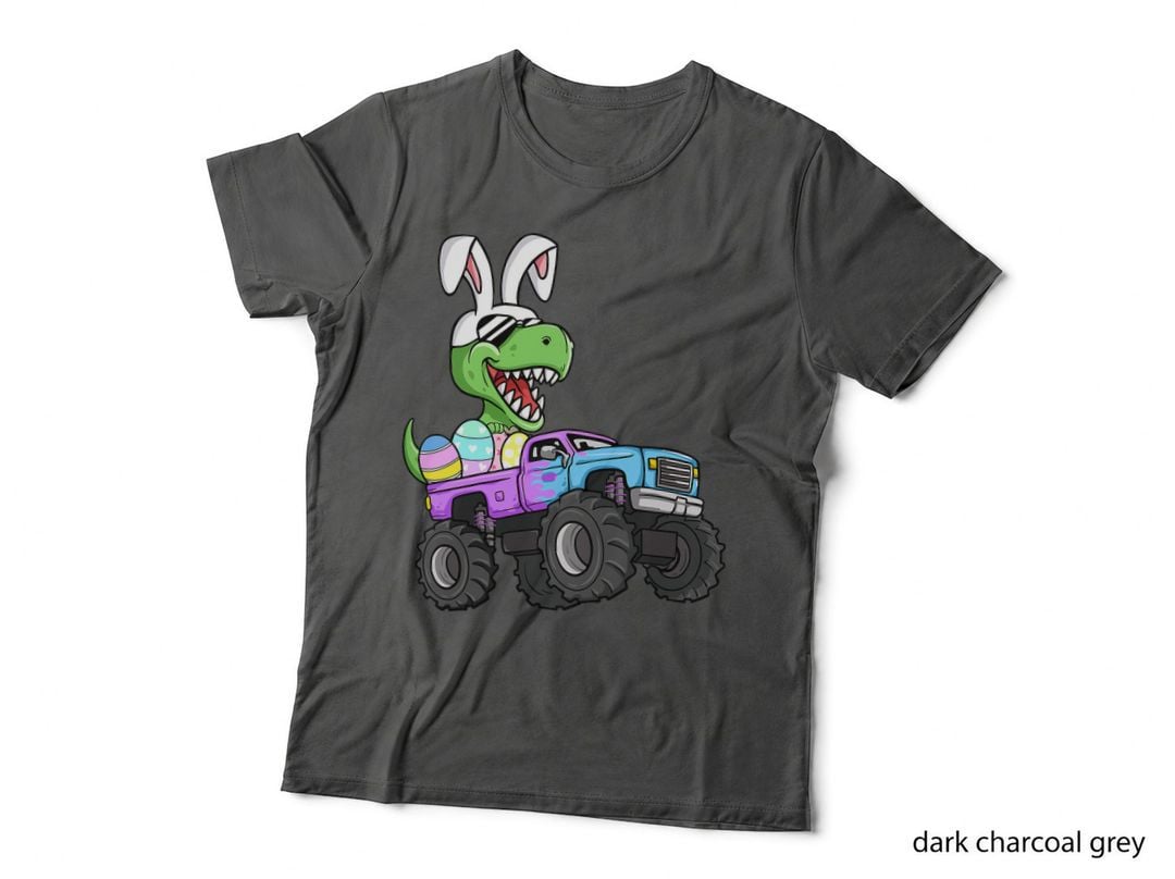 Easter Eggs Monster Truck T-Rex Dinosaur Rabbit Ears T-Shirt