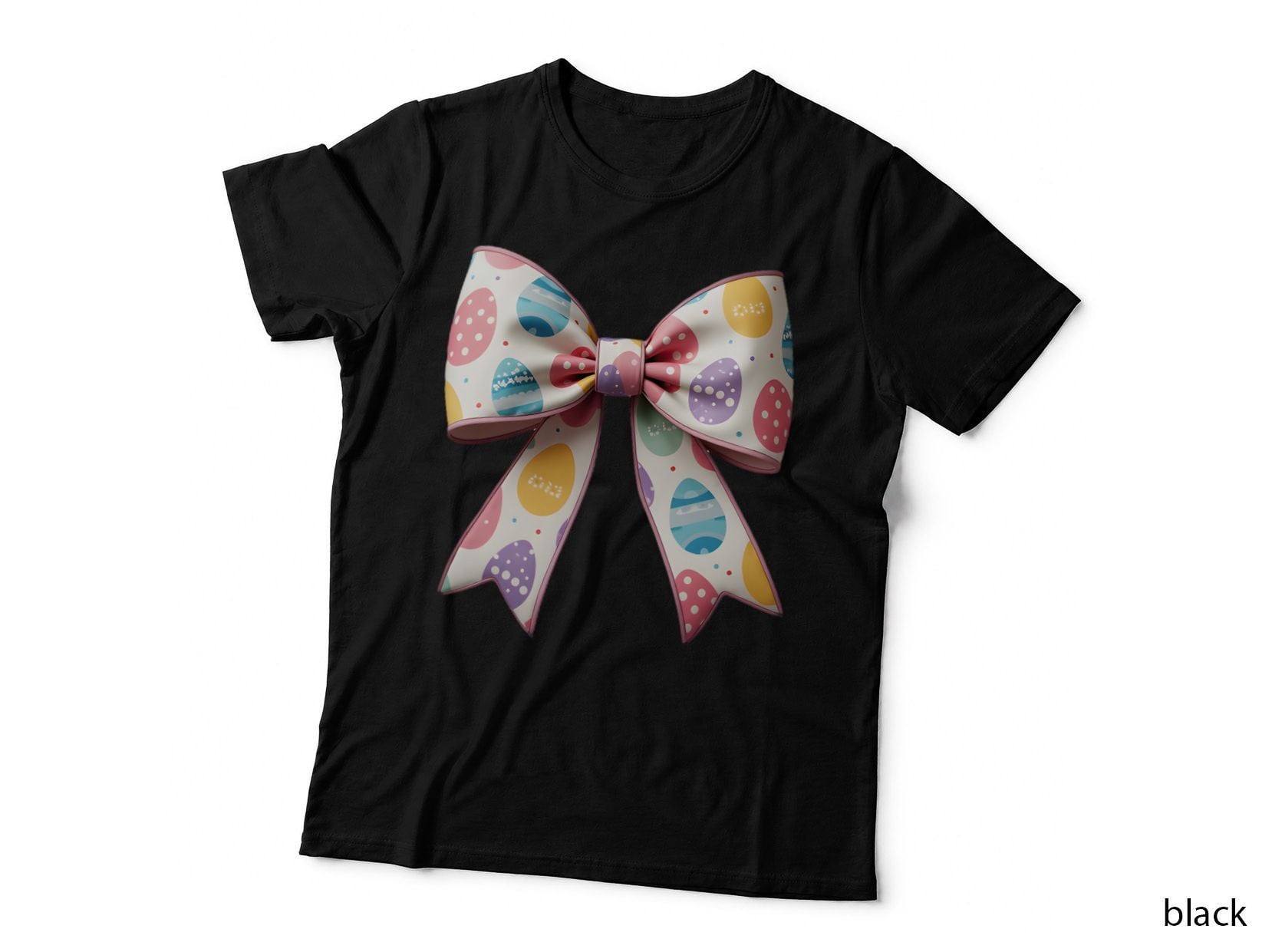 Easter Eggs Pattern Pastel Decorative Bow Spring Holiday Watercolor T-Shirt