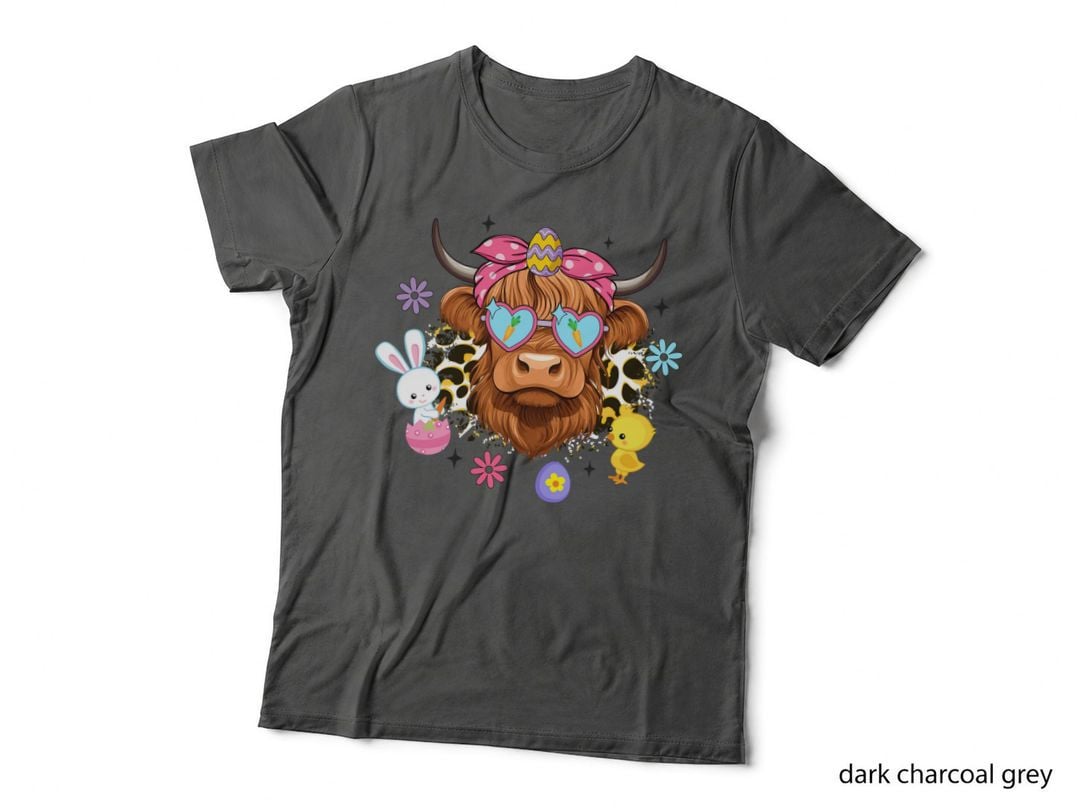 Easter Highland Cow with Bunny and Chick Highland Cow T-Shirt