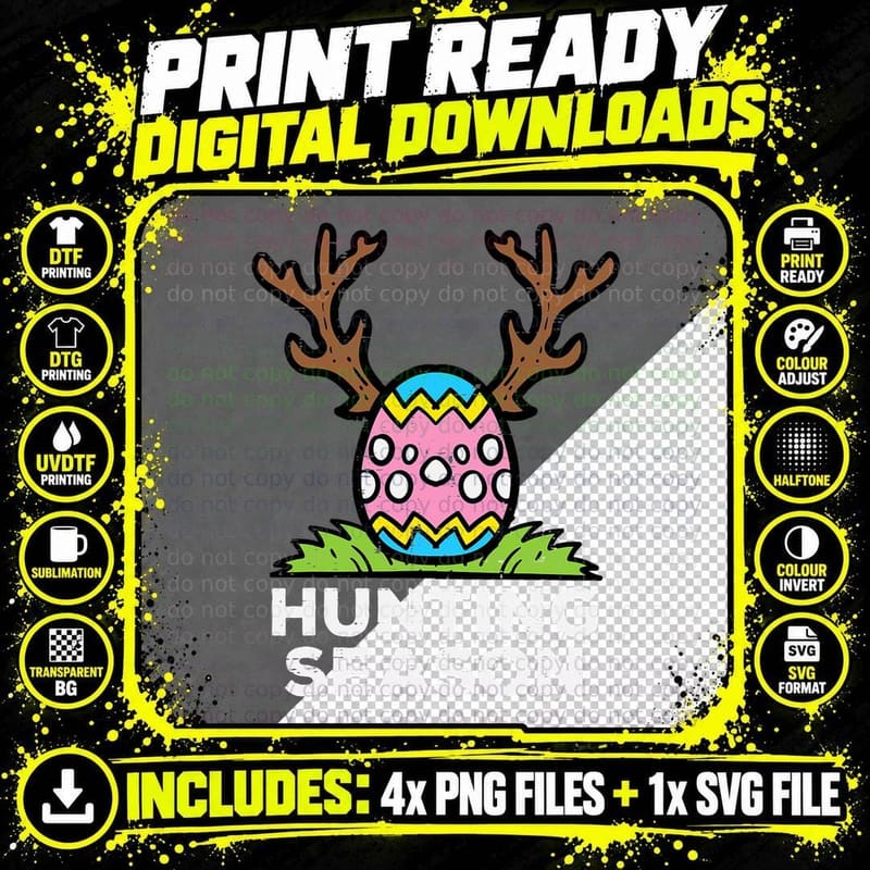 Easter Hunting Season Egg Hunt Funny Boys Girls Kids Png SVG Digital Bundle