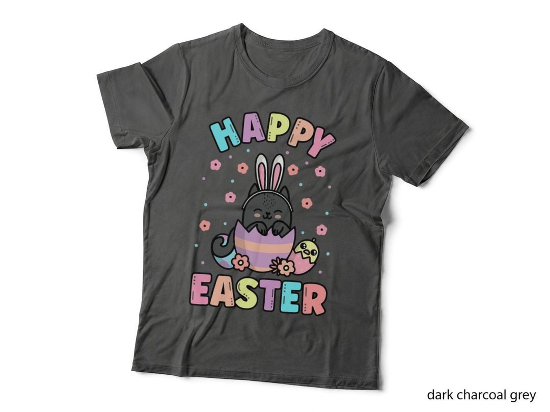 Easter Kawaii Bunny Cat Cute Spring Egg Hunting Kids T-Shirt