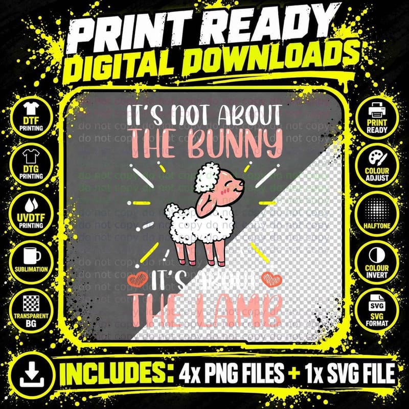 Easter Lamb T-Shirt, Religious Easter Apparel Png SVG Digital Bundle