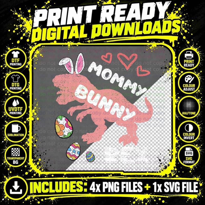 Easter Mom Mama Mommy Bunny Rex Family Matching Egg Png SVG Digital Bundle