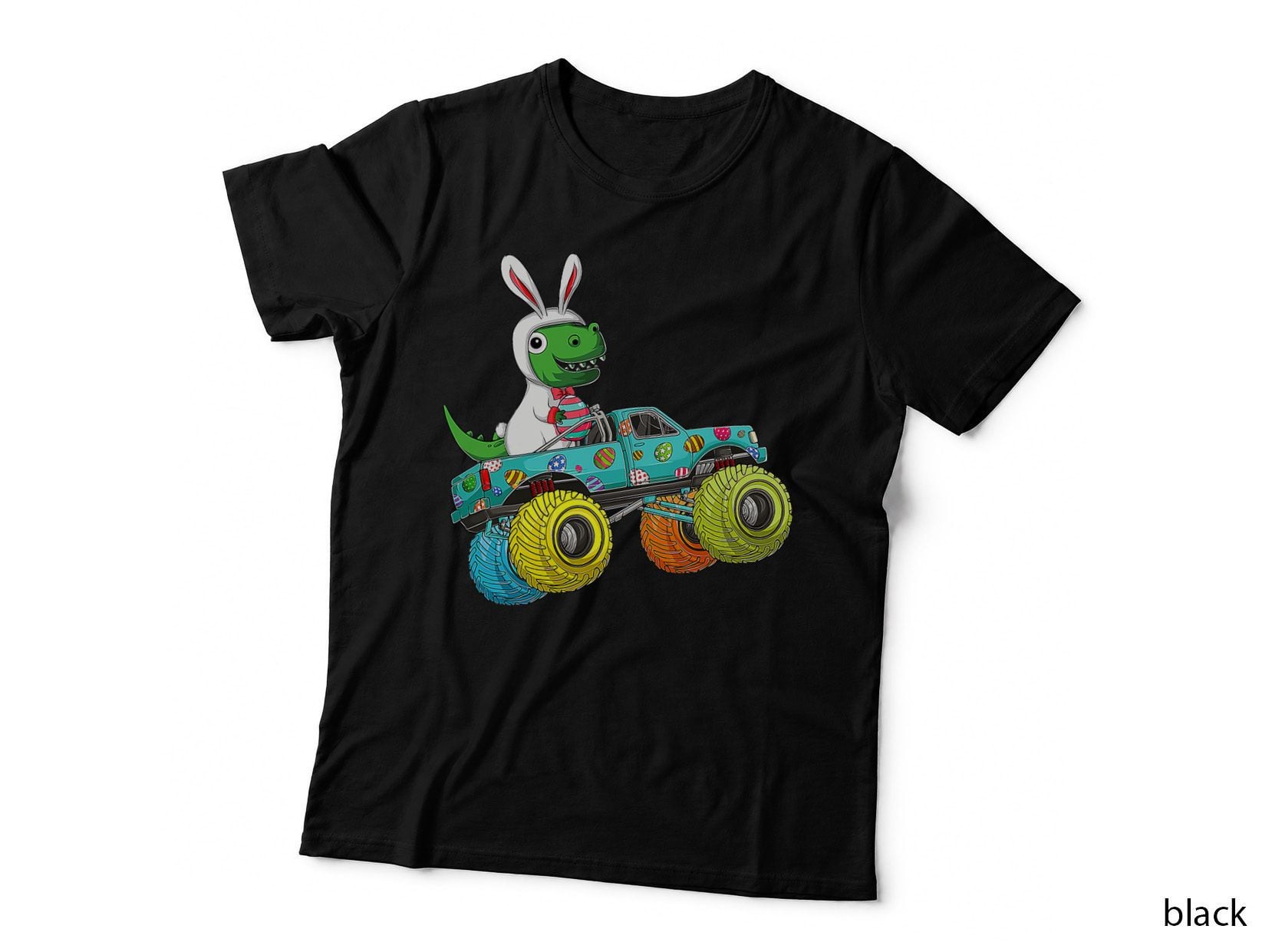 Easter Monster Truck Trex Dinosaur Bunny Costume Kids T-Shirt