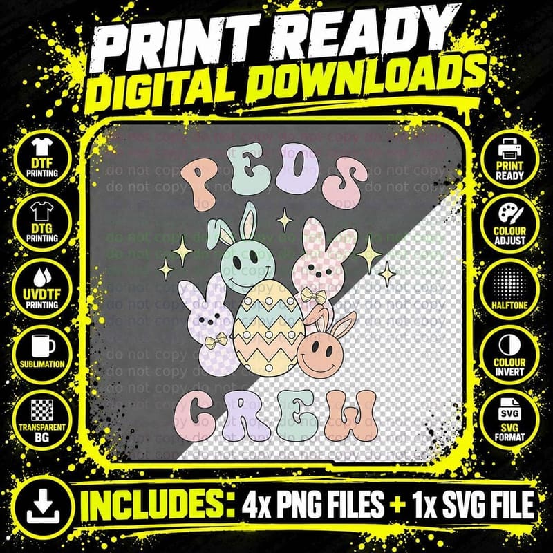Easter Peds Nurse Bunny Emergency Squad Pediatric Crew Png SVG Digital Bundle