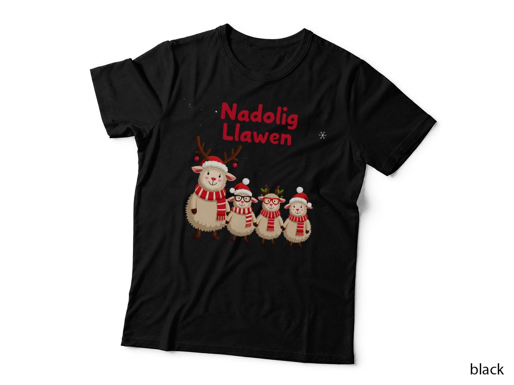Nadolig Llawen Welsh Christmas Cardigan Four Sheep Winter T-Shirt