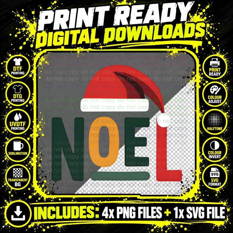 Noel with a Red Christmas Hat T-Shirt Png SVG Digital Bundle