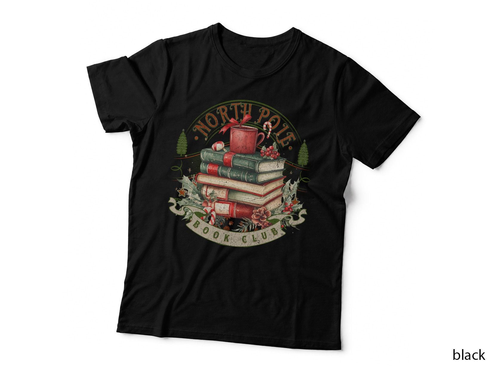 North Pole Book Club Christmas Books and Mug Reading Holiday Gift T-Shirt