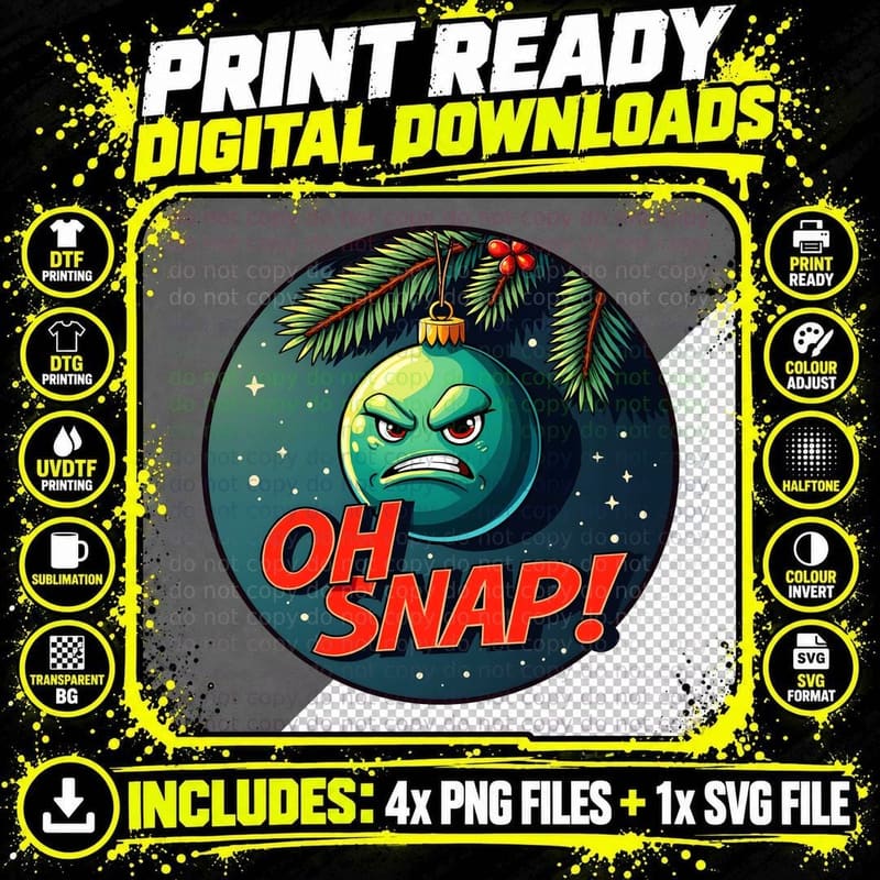Oh Snap! Grumpy Christmas T-Shirt Png SVG Digital Bundle