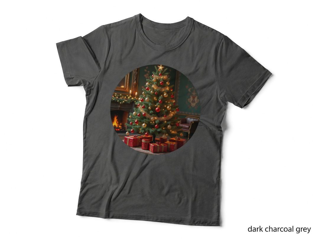 Ornate Red Gold Christmas Tree with Tinsel T-Shirt