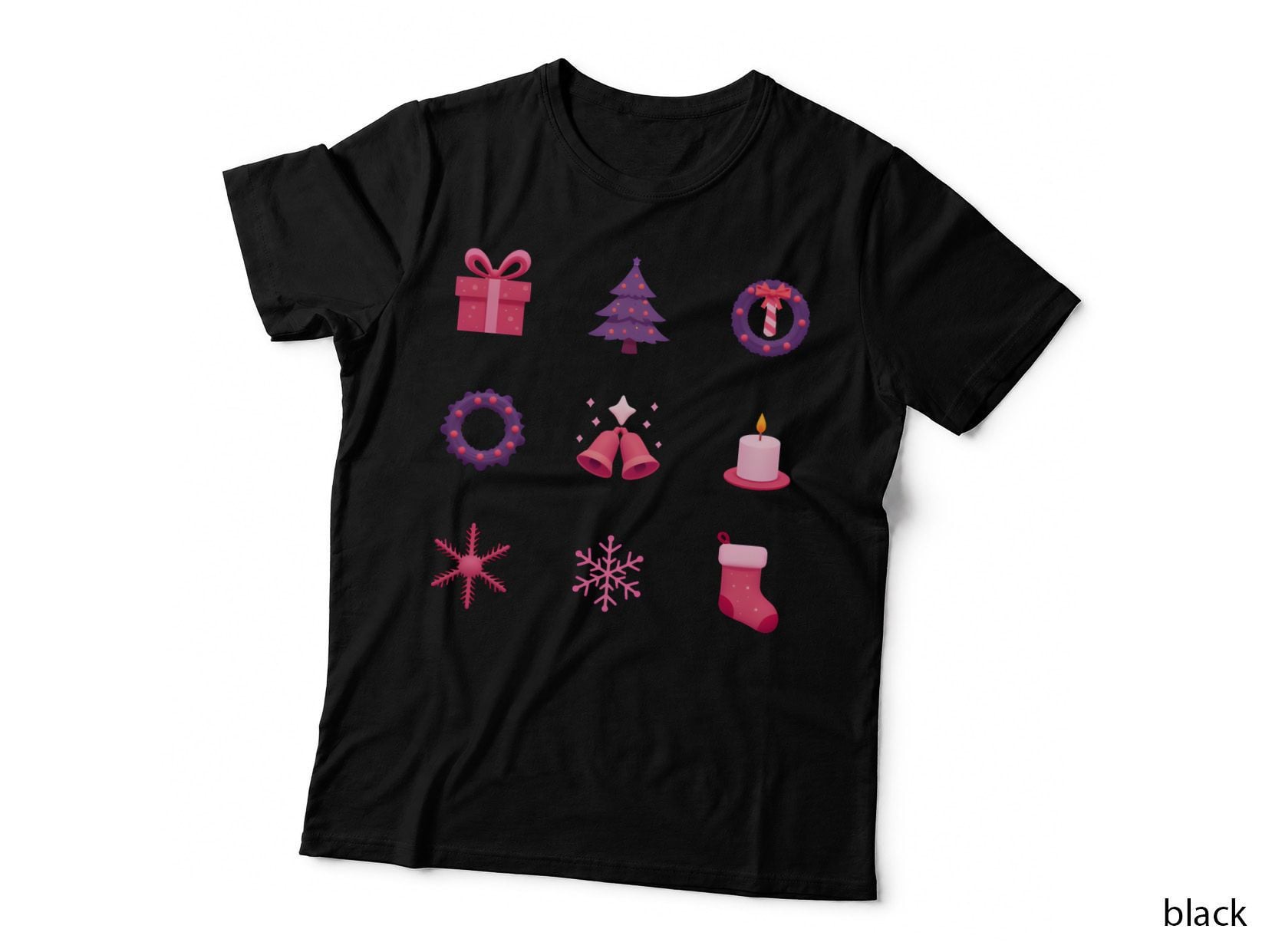 Pink & Purple Christmas Grid Holiday Festive Gift Tree Snow T-Shirt