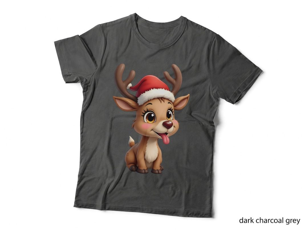 Playful Reindeer with Santa Hat T-Shirt