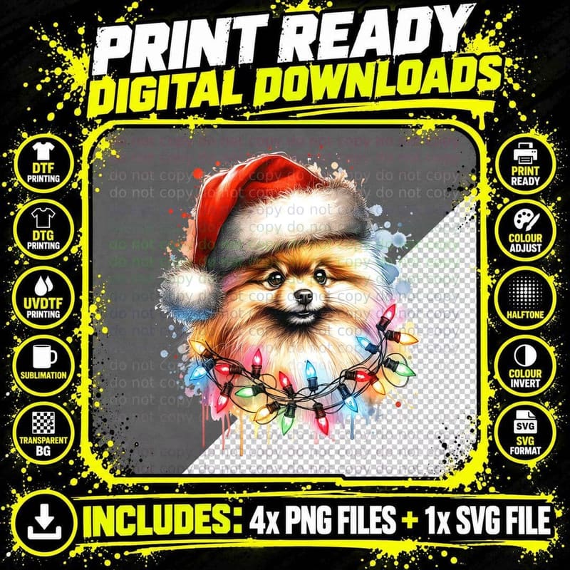 Pom Santa Hat, for Men Women, Retro Vintage Png SVG Digital Bundle