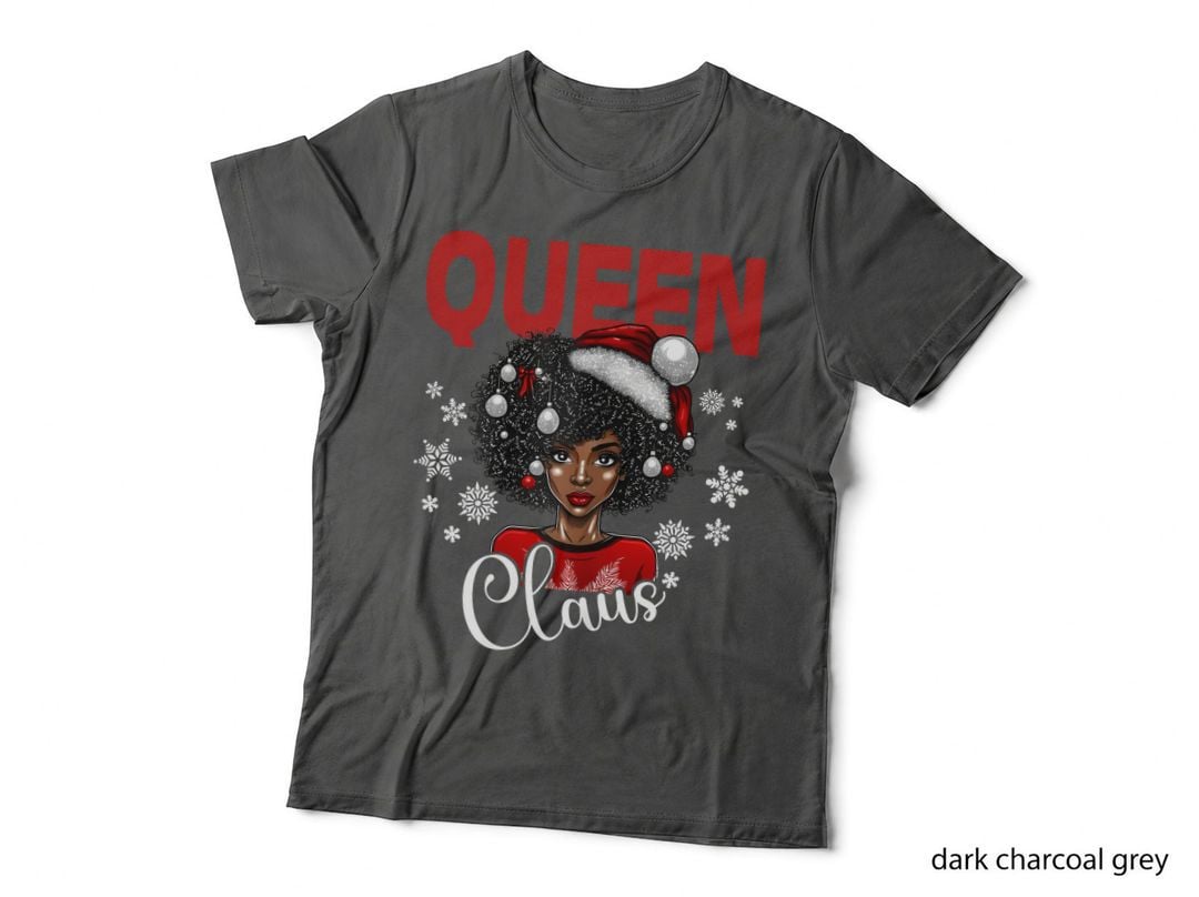 Queen Claus Black Girl Christmas Afro Santa Holiday Party Gift T-Shirt