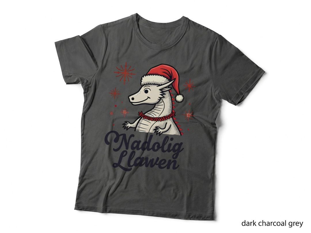 Red Dragon Santa Hat Nadolig Llawen T-Shirt